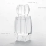 ظرف کریستالی آذین بزرگ کف بالا برند صدف پک از نمای سه رخ برای بسته بندی زعفران و خشکبار