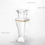 ظرف کریستالی زعفران مدل برلیان بزرگ صدف پک از زاویه سه رخ با پس زمینه سفید