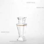 ظرف کریستالی ایستاده برلیان کوچک صدف پک از نمای سه رخ، مناسب برای نمایش و بسته‌بندی زعفران صادراتی