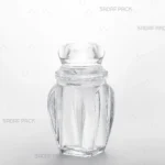 ظرف کریستالی گوهر بزرگ صدف پک در نمای سه‌رخ، نمایش کامل طراحی و شفافیت بدنه