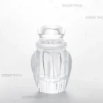 ظرف کریستالی گوهر بزرگ کف بالا برند صدف پک در نمای سه‌رخ برای نمایش زعفران