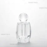 ظرف کریستالی صدف متوسط کف بالا برای بسته‌بندی زعفران ممتاز محصول صدف پک در نمای سه‌رخ