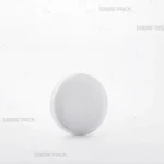 ظرف کریستالی گرد مدل 6/5 مغزی اسپانیا صدف پک، مناسب بسته‌بندی زعفران و هل صادراتی با کفی سفید و بدنه‌ی شفاف