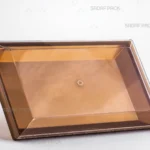 ظرف کریستالی مستطیل 300 طلایی صدف پک از زاویه سه رخ برای نمایش طراحی و حجم داخلی