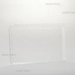 سینی مستطیل کریستالی سایز 100 شفاف و درخشان مناسب بسته‌بندی شیرینی و خشکبار محصول صدف پک