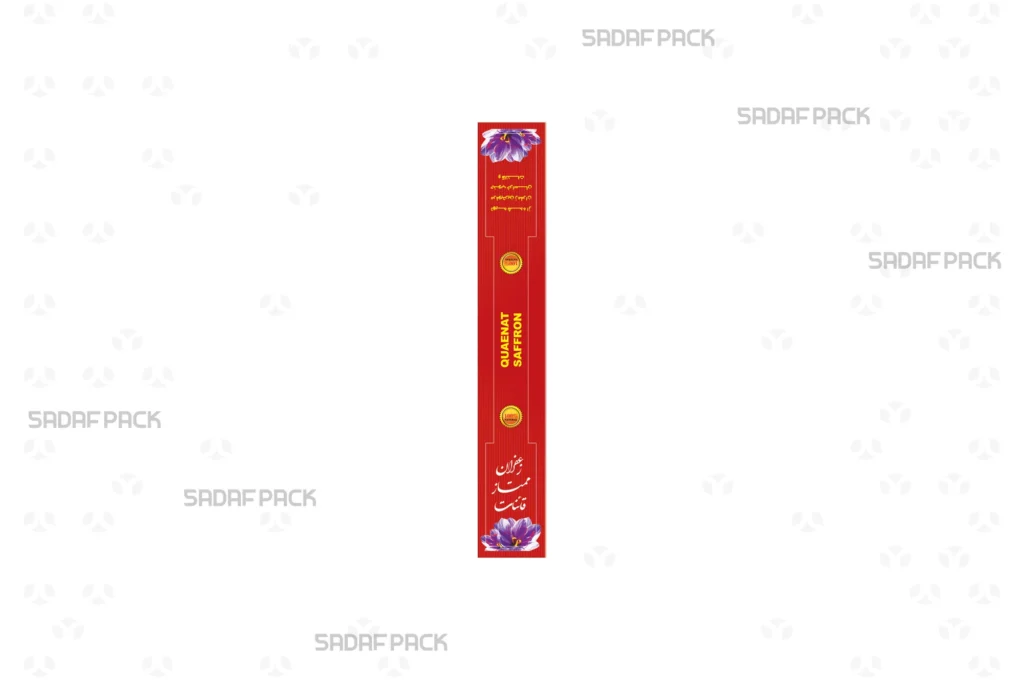 برچسب نواری برش‌دار 19×3 سانتی‌متر صدف پک با طرح گل زعفران و قابلیت چاپ برای پلمپ کردن درب قوطی‌های کریستالی و فلزی زعفران