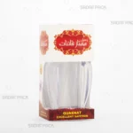 باکس مقوایی سفید قوطی کریستالی گوهر لارج صدف پک با پنجره شفاف و قوطی کریستالی گوهر لارج برای بسته‌بندی زعفران هدیه صادرات و سوغات