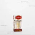 باکس مقوایی سفید قوطی کریستالی گوهر متوسط صدف پک با پنجره شفاف و قوطی کریستالی گوهر متوسط برای بسته‌بندی زعفران هدیه صادرات و سوغات