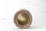 نمای روبرو از قوطی فلزی گرد با قطر 17 و ارتفاع 15 سانت، نمایش ساختار مقاوم و بدنه فلزی برای حفظ کیفیت محصول