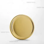 قوطی فلزی طلایی مدل 300 فلزی صدف پک با قطر 10 سانت، نمای سه رخ از بدنه و درب یکپارچه و بدون طلق، مناسب بسته‌بندی خشکبار و شیرینی.