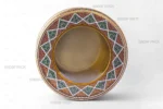 نمای روبرو از قوطی فلزی گرد با قطر 23 و ارتفاع 10 سانت که ساختار بدنه و درب فلزی آن را نشان می‌دهد