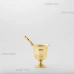 هاون برنجی مدل جامی سایز 50 برند صدف پک، با طراحی جام مانند و خطوط دایره‌ای حکاکی شده روی بدنه