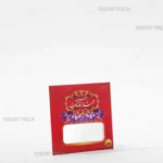 پاکت کاغذی زعفران نیم گرم طرح قدیم قرمز رنگ صدف پک، خالی، مناسب بسته‌بندی نیم گرم زعفران صادراتی